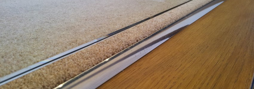 lancashire carpets carpet trims and nosings are high quality. Massive selection of chrome gold steel and plastic carpet trims